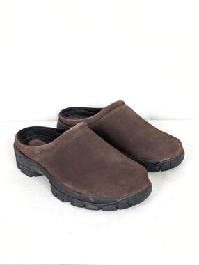 Lands' End Suede Slip On Clogs House Shoes Size 7 Women's